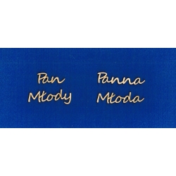 Panna Młoda , Pan Młody  -komplet napisów  1,5cm -cz; segoe